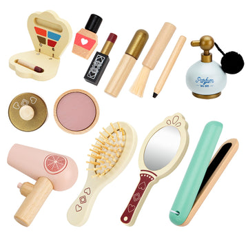 HEELWIRE Wooden Makeup Toy Set for Kids, Girls Imaginative Pretend Beauty Makeup Set Toys, Great Toys for Girls Ages 3+.