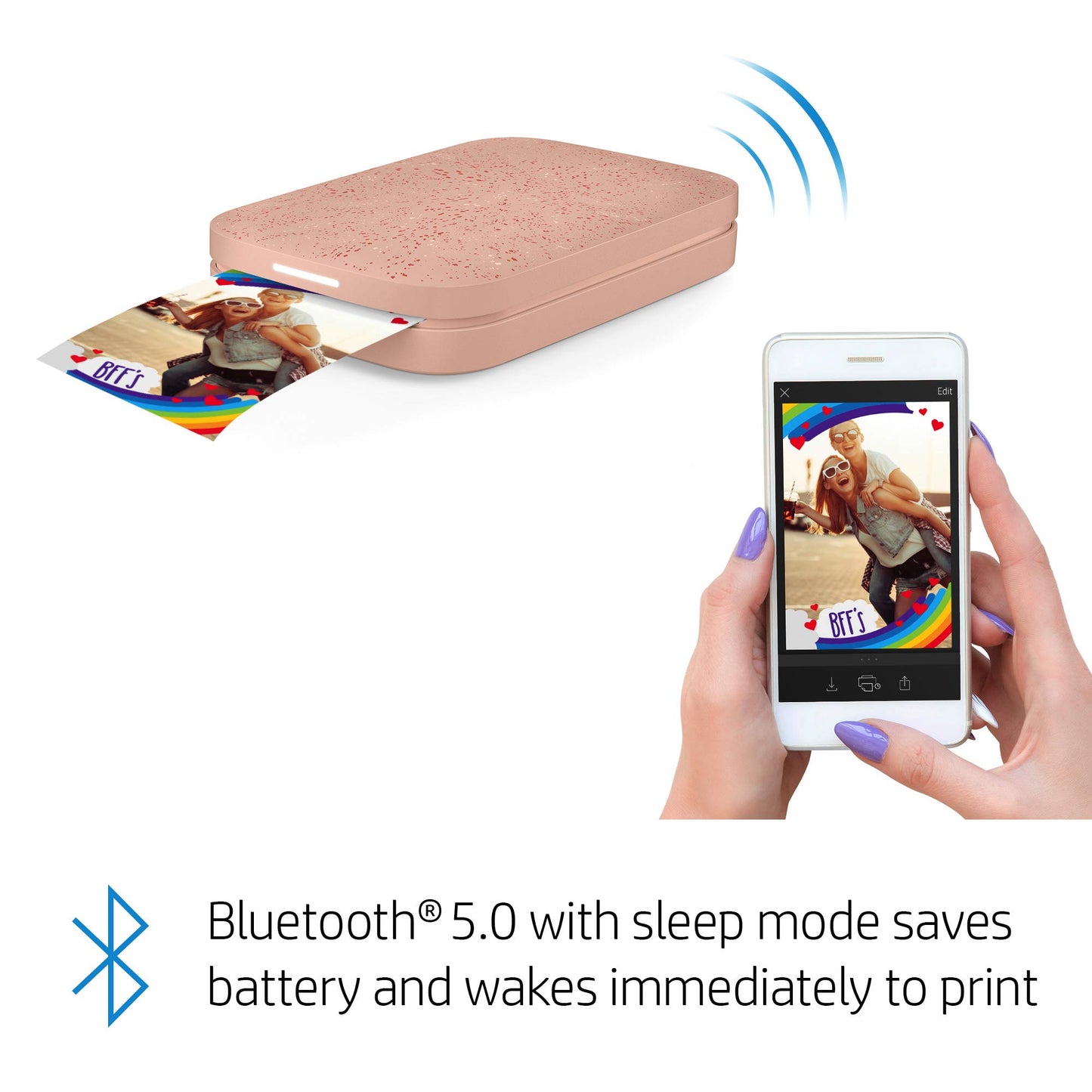 HP Sprocket Portable 2x3 Instant Color Photo Printer (Blush Pink) Zink Paper Bundle