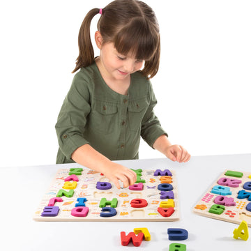 Xjyqjd Wooden Alphabet Puzzle For Toddlers, 3 In 1 Lower Case Alphabet Letter Puzzles Abc Uppercase & Lowercase & Number Puzzle Set For Preschoolers Kids Ages 3-5 Alphabet Learning Educational Toy