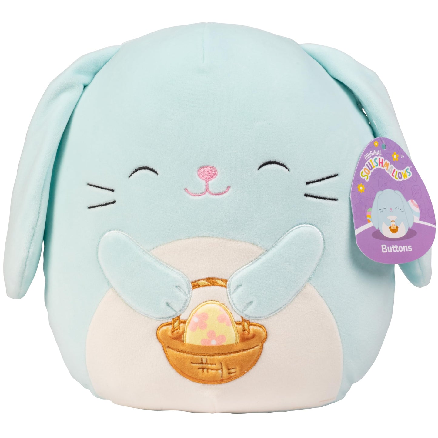 Squishmallows Original 10-Inch Buttons The Blue Easter Bunny - Official Jazwares Plush - Collectible Soft Squishy Stuffed Animal Toy - Add To Your Squad - Gift For Kids, Girls & Boys