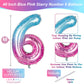 40 Inch Balloon Number 6 Blue Pink, Large Foil Mermaid 6 Balloons Number For Women, Starry Rainbow Globos De Numero 6 Helium Bal