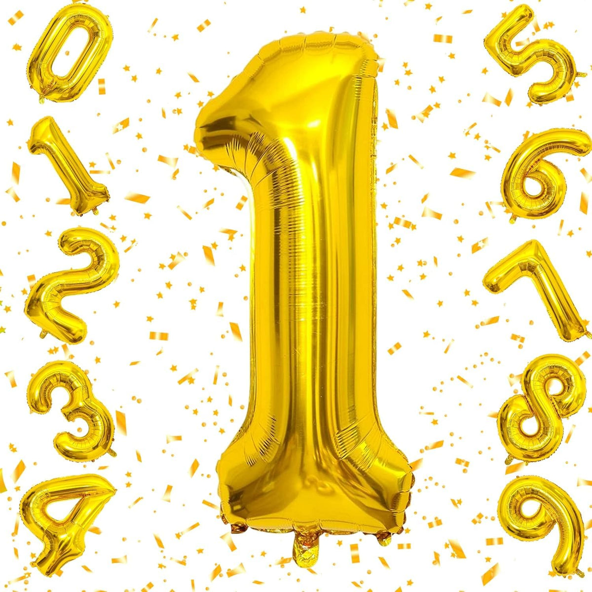 Flyloons 1 number Golden Foil Balloon 16 inch Size Birthday Decoration Items | 1st Year Balloons | One