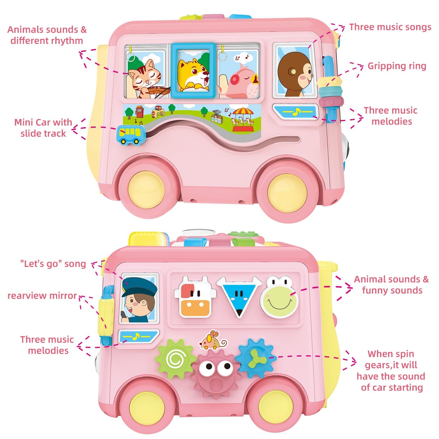 Syozac Toys for 1 Year Old Girls Learning Toy with Music/Math/Activity Game 8 in 1 Interactive Baby Early Educational Toy Montes