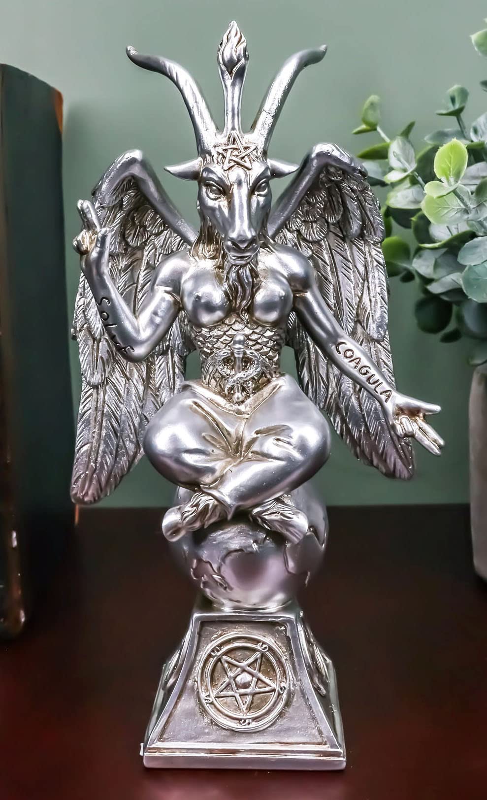 Ebros Gift Sabbatic Goat Idol Baphomet Resin Statue Occultic Illuminati The Horned God Goat Of Mendes Altar Sculpture Figurine (
