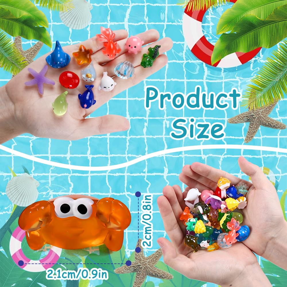 DIYDEC 36pcs Mini Ocean Resin Animals Tiny Sea Animals Figurines Marine Miniature Plastic Animals Aquarium Ornaments Decorations