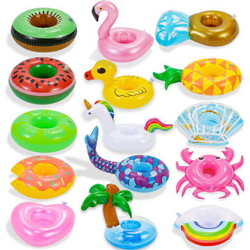 Inflatable Drink Holder, 15 Pack Drink Floaties For Pool, Pool Drink Floats For Hawaii Themed Pool Parties Cute Flamingo Inflata