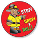 ZOCO - Fire Safety Stickers - Stop Drop Roll Sticker Roll (200 Count) - Firefighter Gifts for Kids - 2 Inch Round