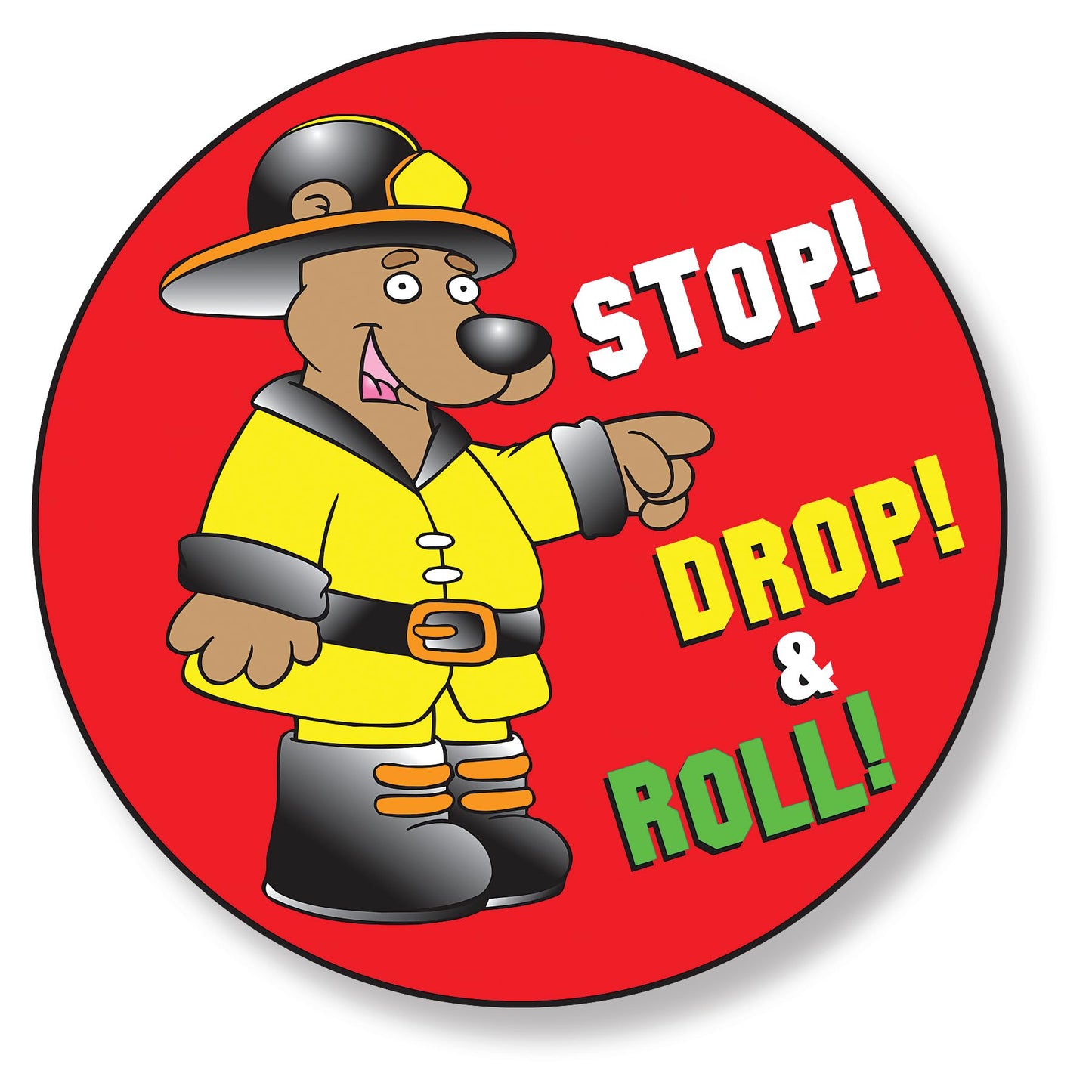 ZOCO - Fire Safety Stickers - Stop Drop Roll Sticker Roll (200 Count) - Firefighter Gifts for Kids - 2 Inch Round