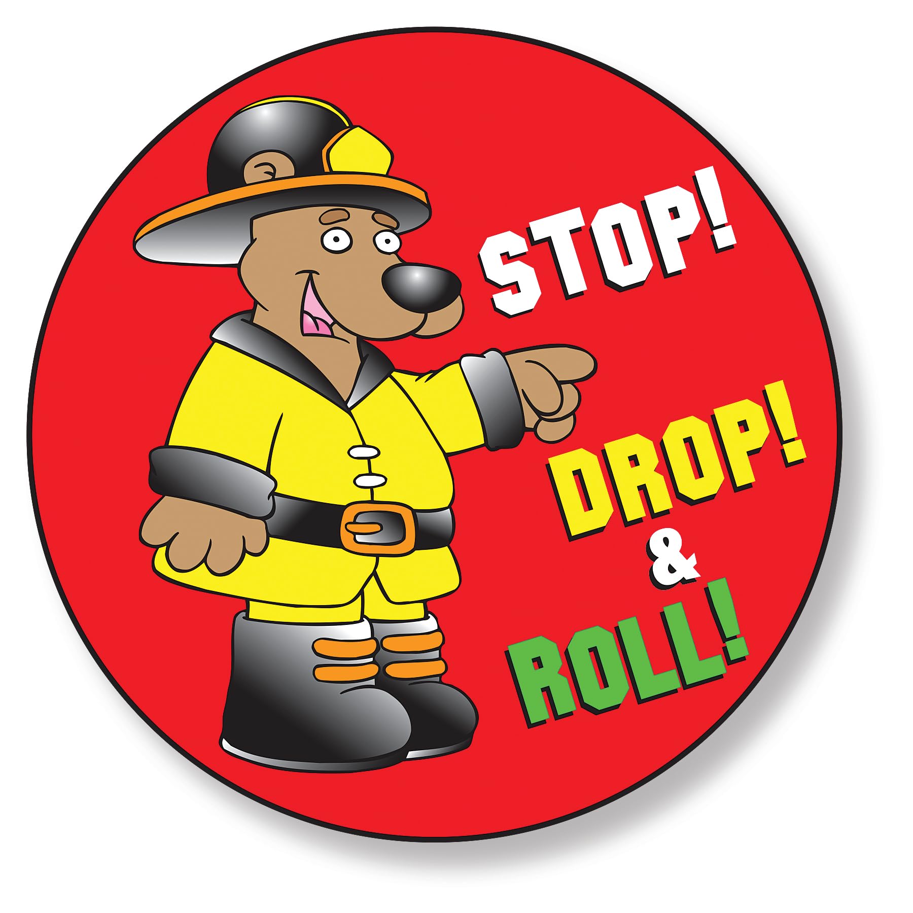 ZOCO - Fire Safety Stickers - Stop Drop Roll Sticker Roll (200 Count) - Firefighter Gifts for Kids - 2 Inch Round