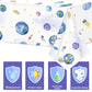 ZOIIWA 3 Piece First Trip Around The Sun Birthday Tablecloth 1st Space Birthday Plastic Disposable Outer Space Table Cover Solar