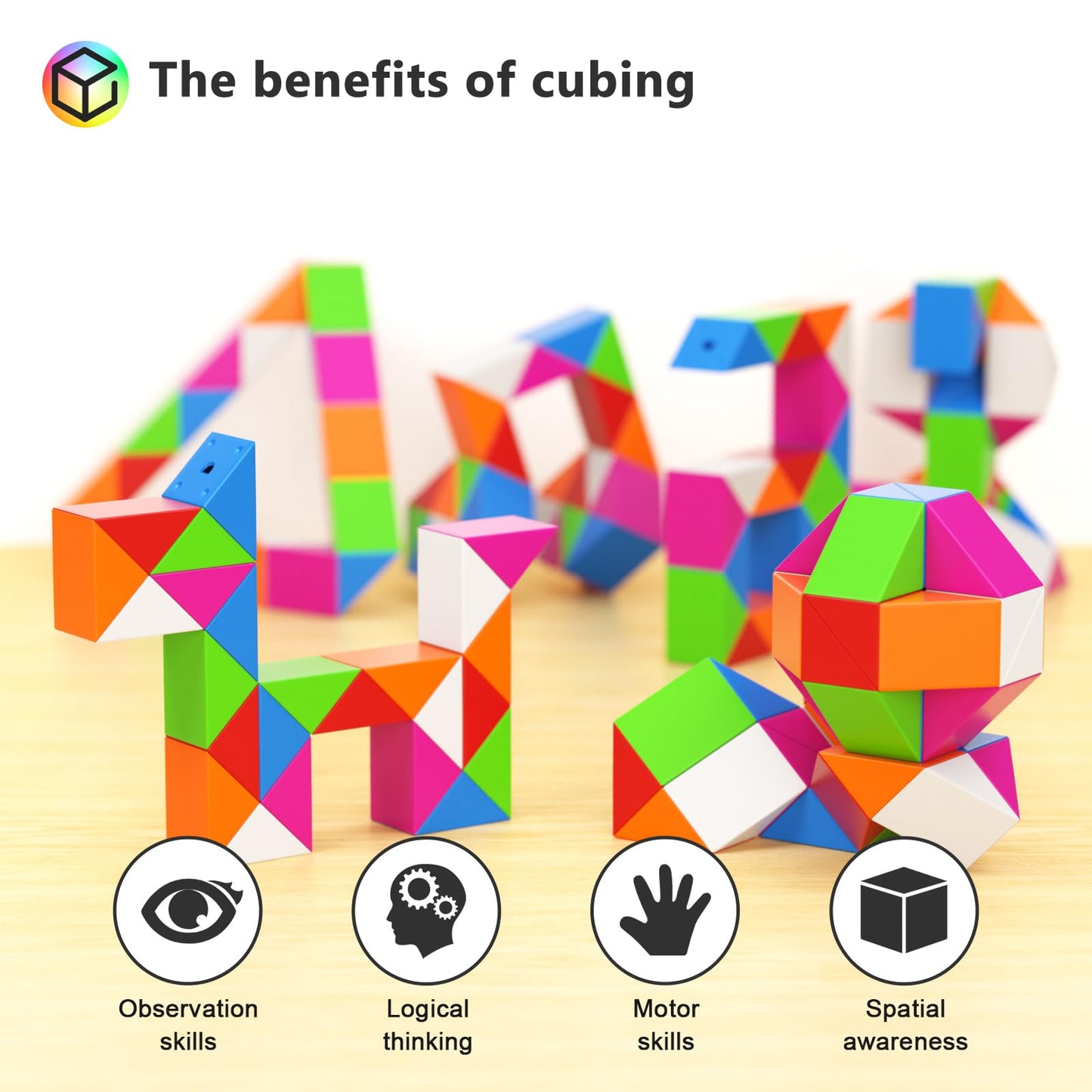 Vdealen 24 Pack Mini Fidget Snake Cube Twist Puzzle Party Favors For Kids, School Rewards&Classroom Prize For Students, Goodie B