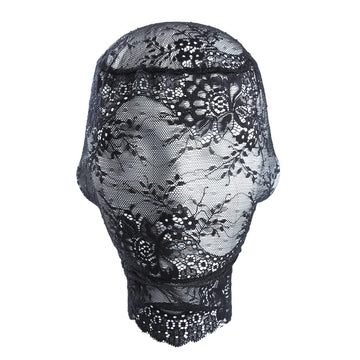 Hosfairy 1Pcs Halloween Lace Mask Lace Skin Mask Full Face Mask for Halloween Party Cosplay Costume Props(Black)