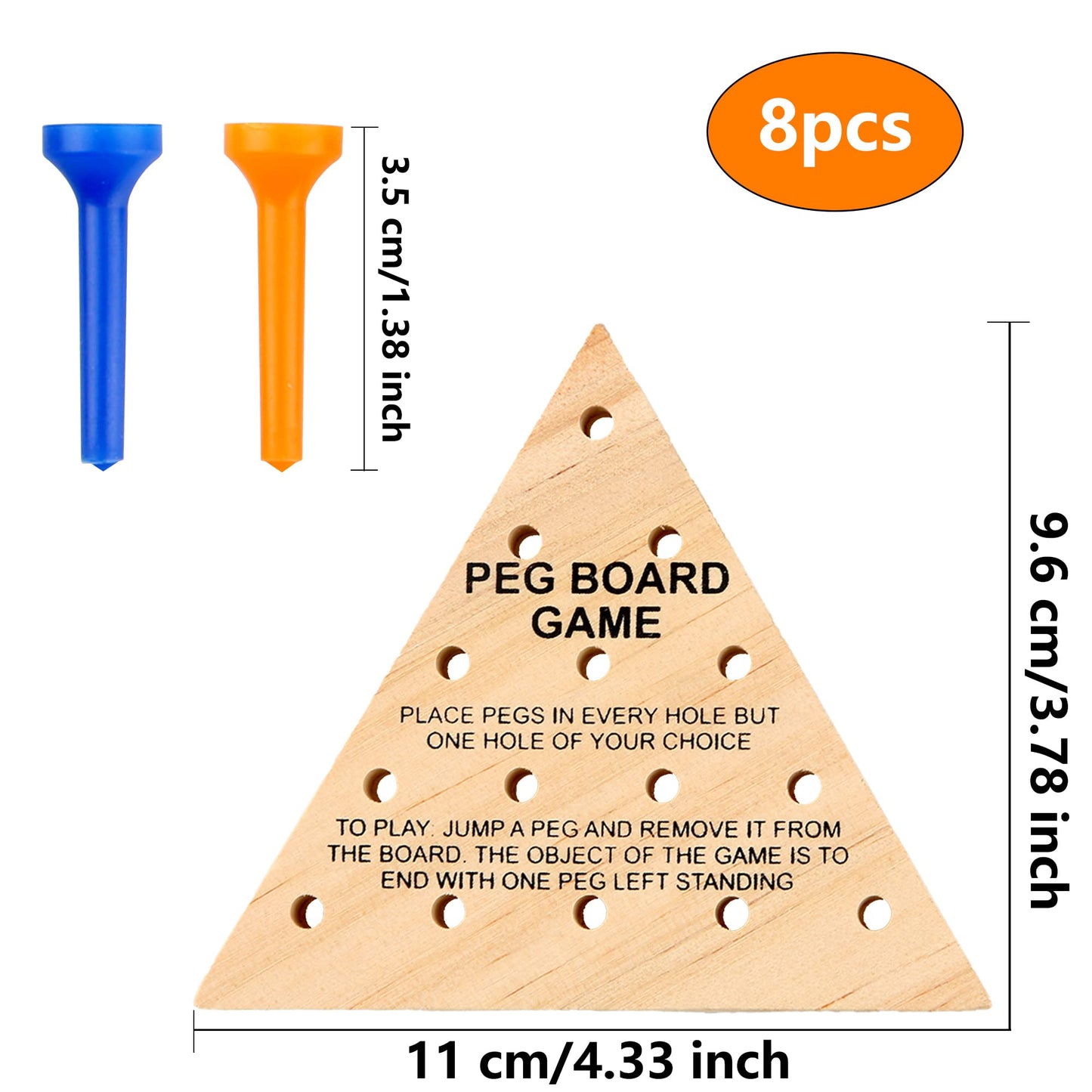Haconba 8 Packs Wooden Triangle Peg Games Family Wooden Board Game Learning Puzzles Strategy Toy for Travel Gathering Teens mature-themed