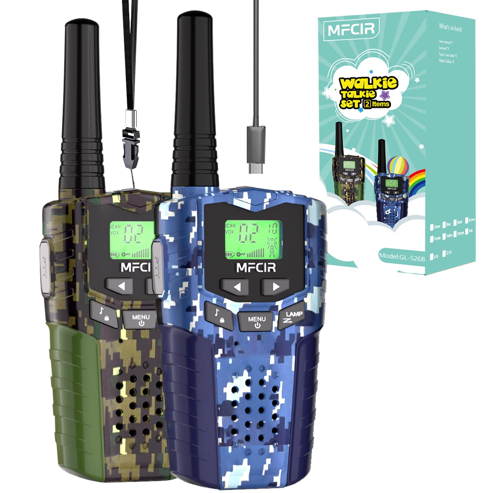 Walkie Talkies For Kids Toys For Boys, Rechargeable, 2 Pack, 3 Miles Range, 22 Channels, 2 Way Radio,Birthday Gifts For3-12 Year