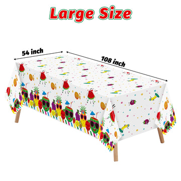 Bkeecten 3 Packs Fruit Theme Table Cover Decorations Watermelon Pineapple Disposable Plastic Tablecloths For Kids Birthday Baby
