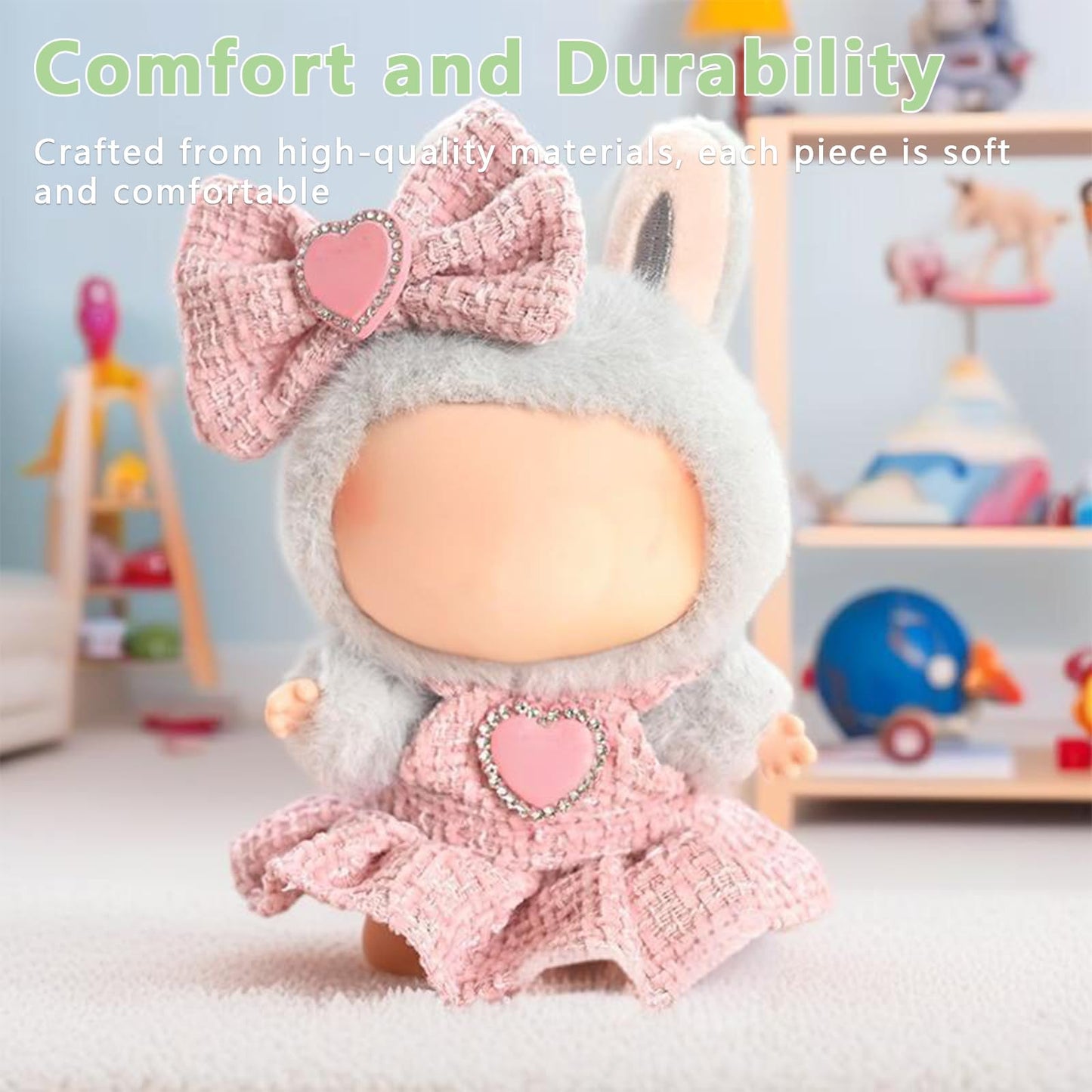 Satakara Doll Clothes Set for 17cm Dolls (6.7 inch) - Kawaii Pink Heart Outfit with Detachable Bow  Party Clothing Accessories (STK01)