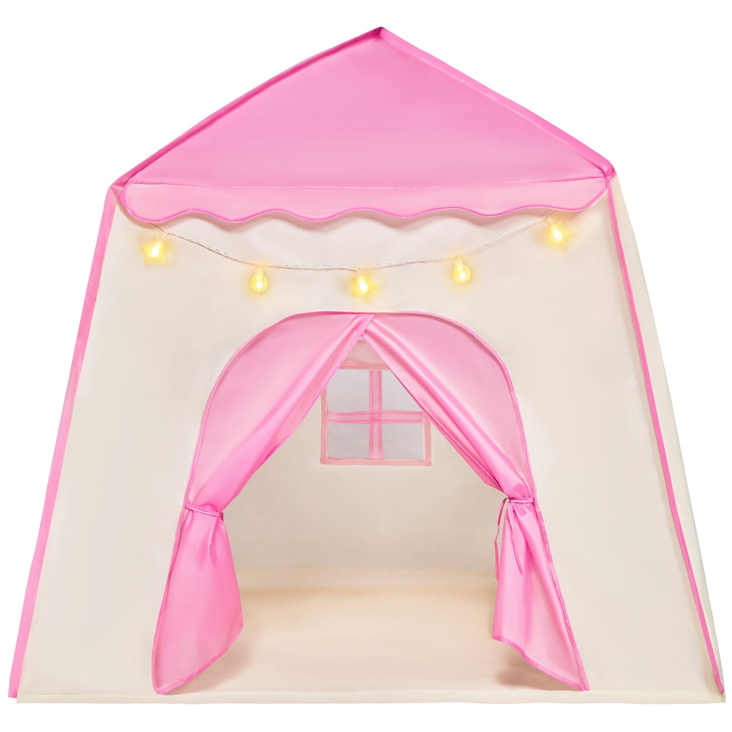 Joyin Pink Princess Tent For Girls With Led Star Lights-Indoor & Outdoor Large Playhouse Kids Castle Play Tent For Children Indoor And Outdoor Games