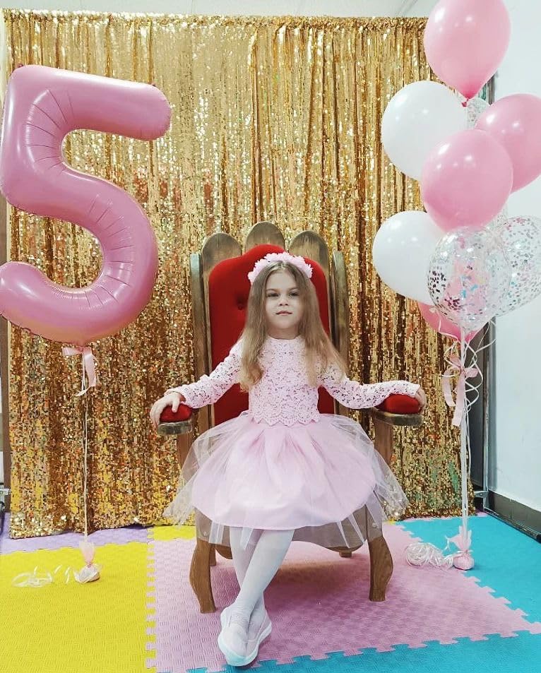 Pearlescent Pink 6 Balloon, Number Balloons 40 Inch, 6Th Balloons For Birthday Decorations, Pastel Pink Party Supplies 6 Birthda