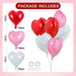 TONIFUL 30Pcs 18 Inch Heart Balloons Red White Pink Valentines Day Heart Shape Foil Mylar Balloons Decoration for Romantic Valen