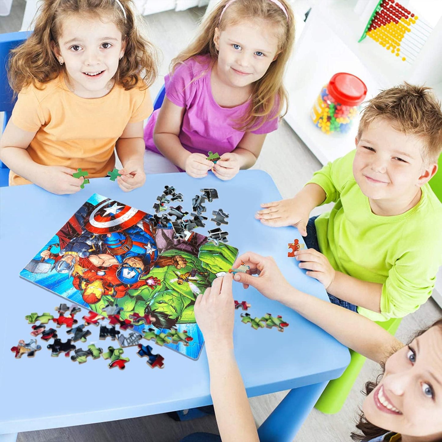 Lelemon Puzzles For Kids Ages 4-8,100 Piece Puzzles For Kids In A Metal Box, Educational Kids Puzzles Jigsaw Puzzles 100 Piece P