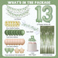 Sage Green 13th Birthday Decorations Kit - Official Teenager Banner, Cake Topper, Green Balloons, Party Supplies for 13 Years Ol