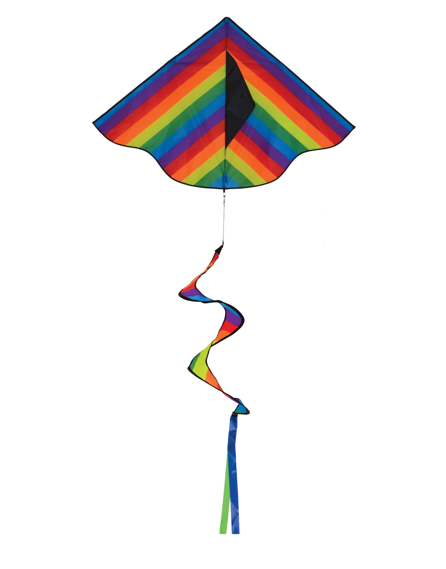 In The Breeze 3158 — Rainbow Stripe Delta Kite With Twister Tail — Easy-Flying, Colorful Kite