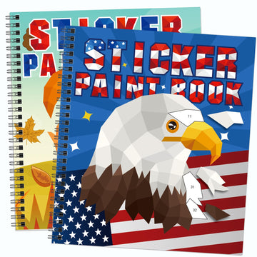 Omgouue 2Pcs 4Th Of July Patriotic Crafts For Kids Ages 4-8 Sticker Paint Books Gift Party Create 20 Pictures（Sticker Sheets Are Separate）