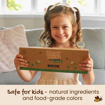 Honeysticks Jumbo Crayons (24 Pack) - 100% Pure Beeswax Crayons - Non Toxic Crayons For Kids - Large Crayons, Easy To Hold And Use, Unbreakable, Eco Friendly, Preschool Art Supplies, For Kids 2-4, 4-8