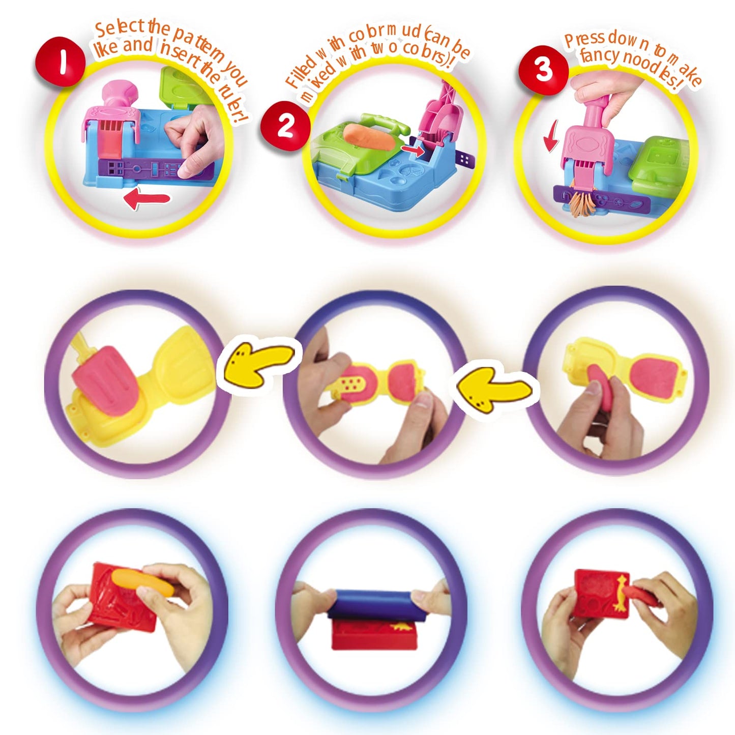 HASAYAQI Kitchen Creations Play Food Modeling Dough Toys,21 Play Kitchen Accessories,Color Dough Set for Kids Ages 4-8, 5 Colors