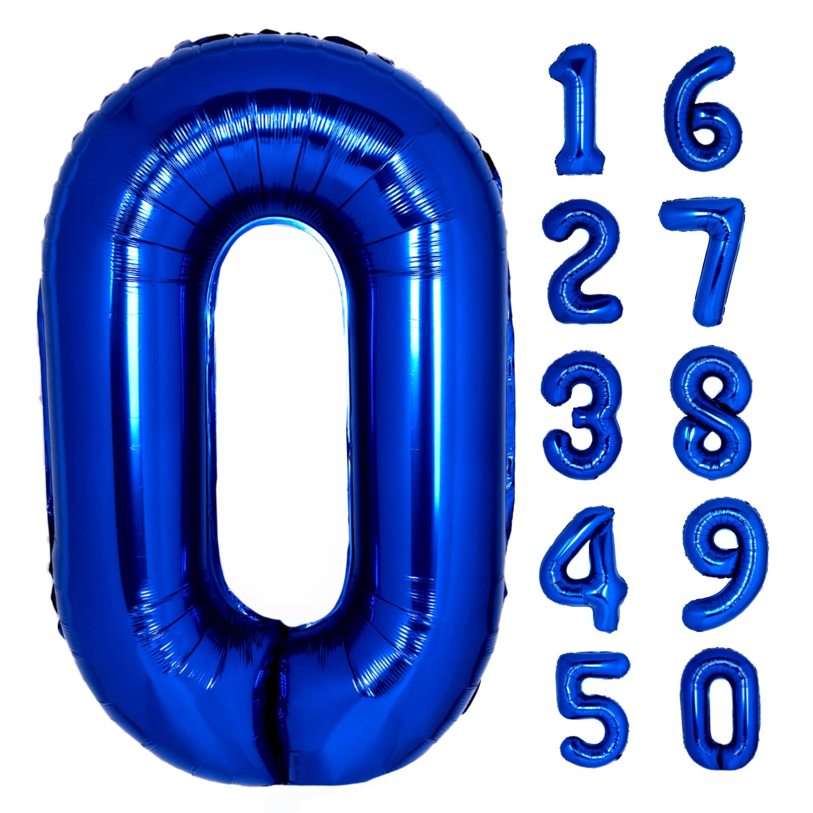40 Inch Giant Navy Blue Number 0 Balloon, Helium Mylar Foil Number Balloons For Birthday Party, Birthday Decorations For Kids, A