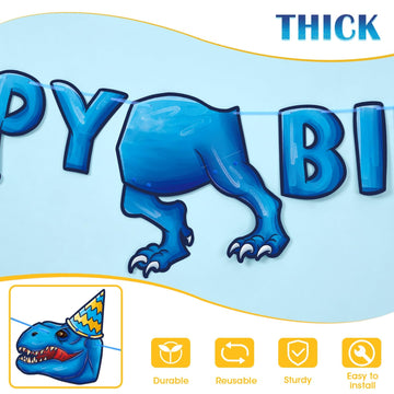 Wernnsai Birthday Party Banner - Dinosaur Happy Birthday Banner For Kids Party Decoration Dinosaur Theme Birthday Supplies For Boys Birthday Party Decor Hanging Kids Birthday Decorations Pre-Strung