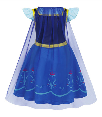 Wonderbabe Princess Costume For Girls Snow Queen Fancy Dress Up Clothes Princess Dress With Cape For Halloween Snow Party Cospla