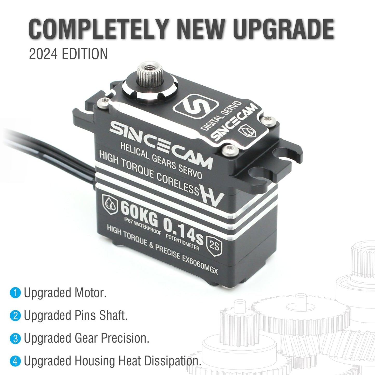 Sincecam 60KG High Torque RC Servo,Waterproof Digital Coreless Steering Servos,Programmable,Reinforced Steel Helical Gears,All A