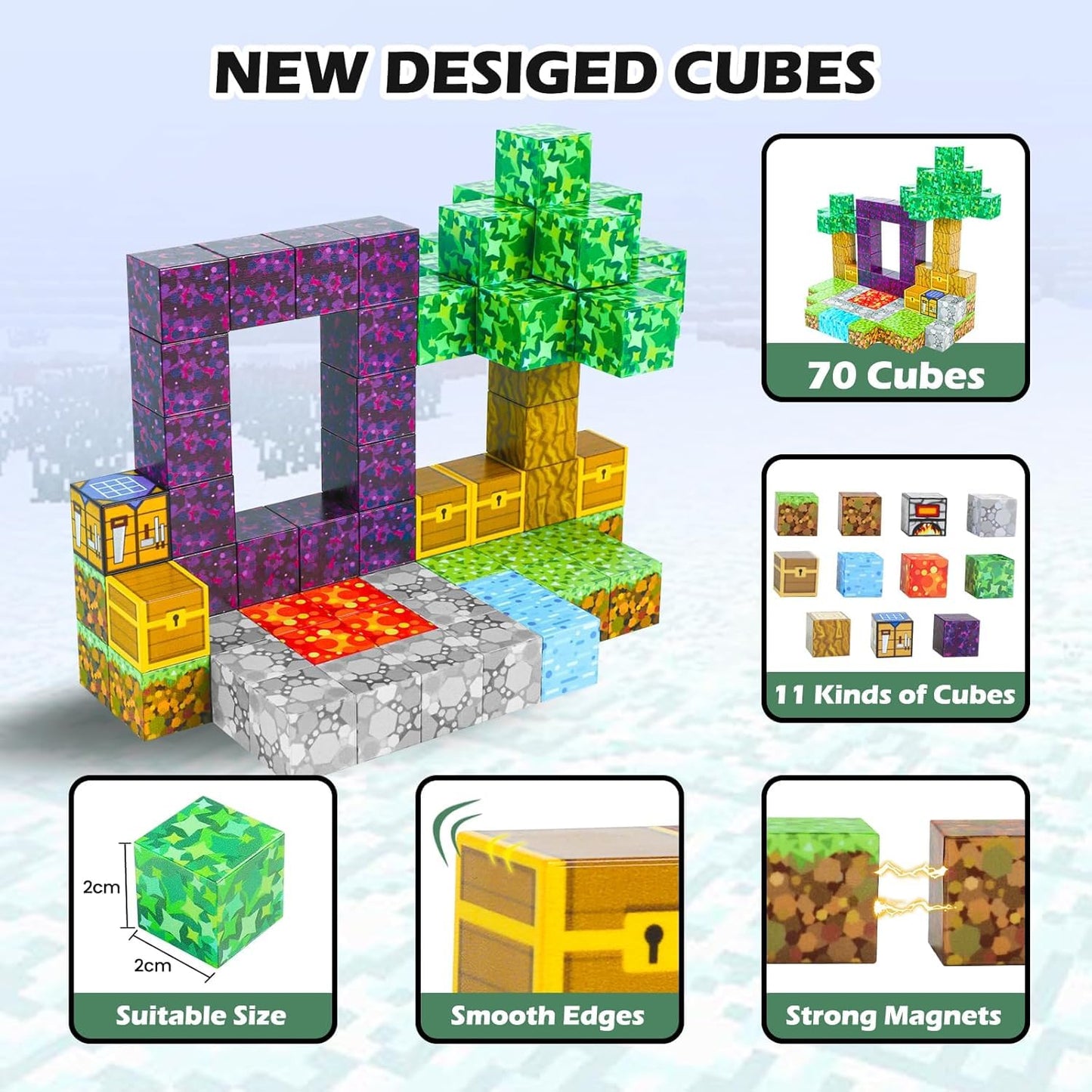 Kid Odyssey Magnetic Blocks - Mine Magnet Portal World Set, Magnetic Tiles Building Toys For Boys & Girl, Magnetic Montessori To