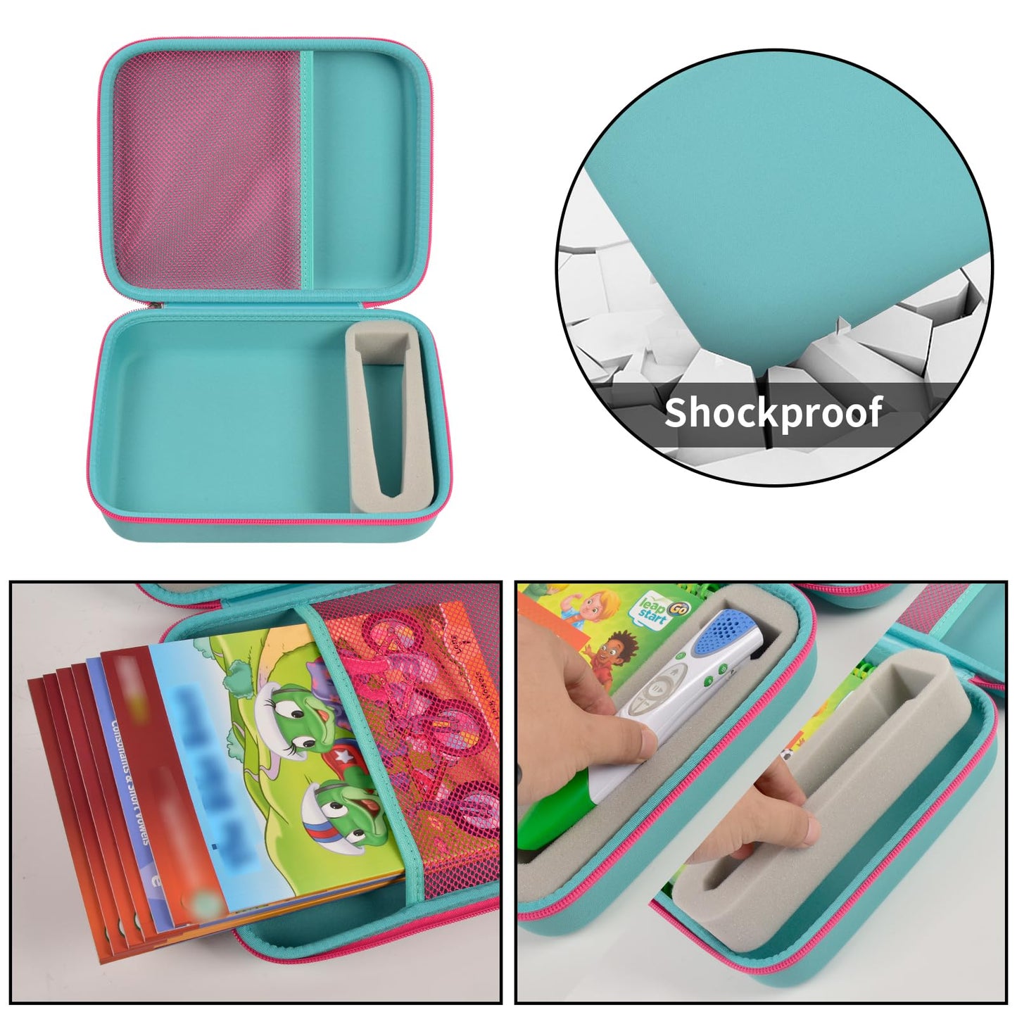 GWCASE LeapFrog Case for LeapStart Go & 3D - Green Nylon Storage Holder for Activity Books & USB Cable