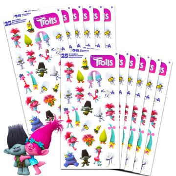 Trolls Party Favors for Boys & Girls Bundle ~ 12 Pack Trolls Sticker Sheets for Kids Birthday Party Goodie Bags | Trolls Party S