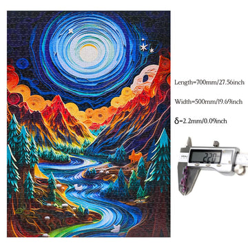 Bgraamiens Puzzle-Paper Quilling Mountains And Rivers-1000 Pieces Paper Quilling Art Puzzle Color Challenge Jigsaw Puzzles For Adults And Kids