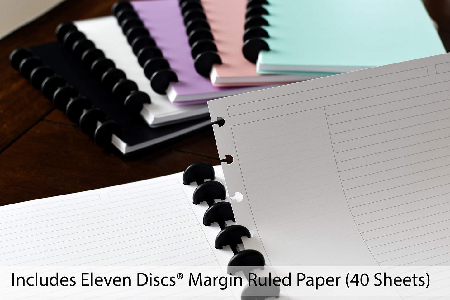 Eleven Discs Discbound Notebook, Letter Size, 1mm Poly Cover, Heavyweight Paper, 40 Margin Ruled Sheets (Mint)