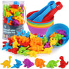 Lokipa Counting Dinosaurs Toys Matching Game With Rainbow Sorting Cups, Color Sorting Set Preschool Learning Activities Educatio