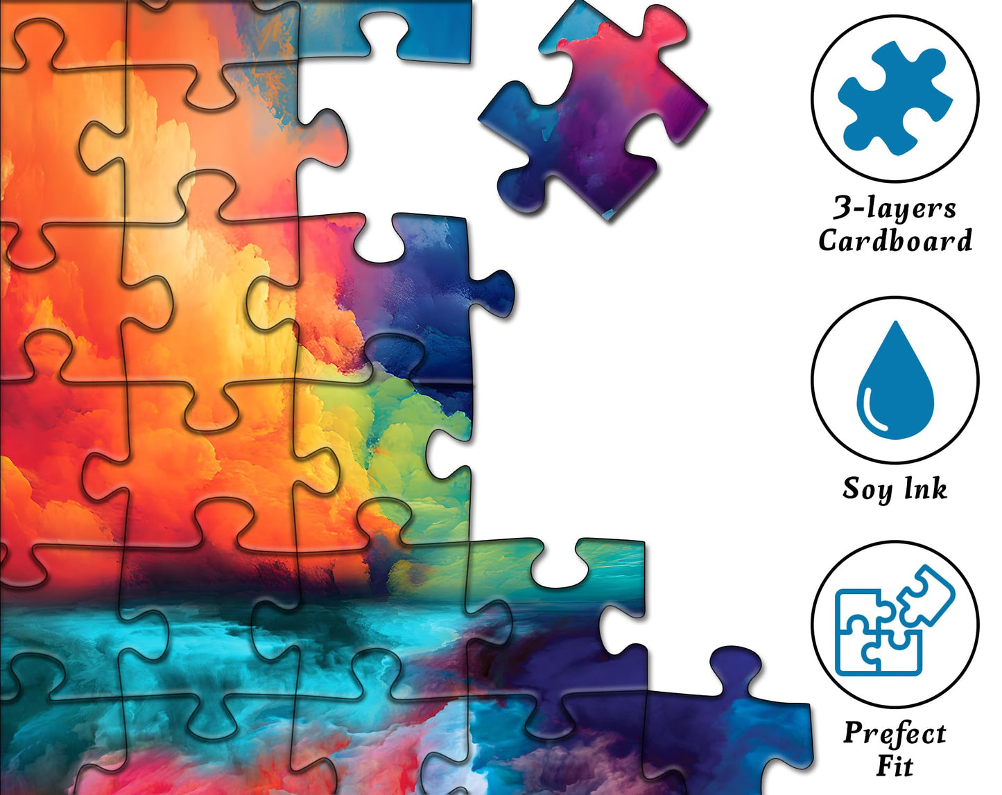 Impossible Puzzles For Adults 1000 Piece, Hard Difficult Jigsaw Puzzles For Adults Painting, Gradient Rainbow Colorful Challenging Puzzles For Adults Teens