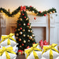 Deermon 4 Pack Silver Christmas Square Cube Shape Gift Box Party Balloon With Gold Ribbon, Aluminum Mylar Present Xmas Decoratio