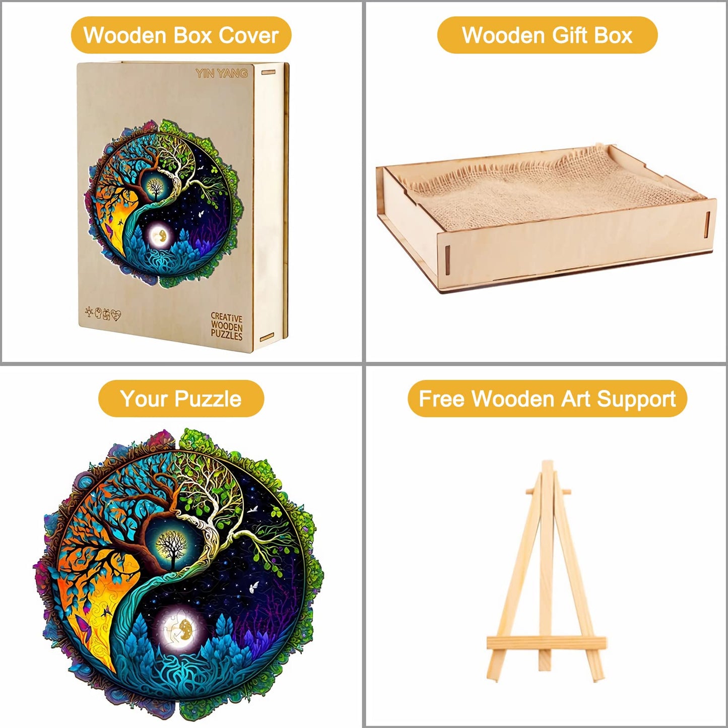Kaayee Wooden Jigsaw Puzzles-Wooden Puzzle Adult Unique Shape Advanced Yinyang Wooden Jigsaw Puzzle For Adult, Family Puzzles 7.
