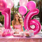 Suwen 40 Inch Hot Pink Large 16 Number Balloons Big Foil Helium Number Balloons 0-9 Jumbo Happy 16Th Mylar Birthday Party Decora