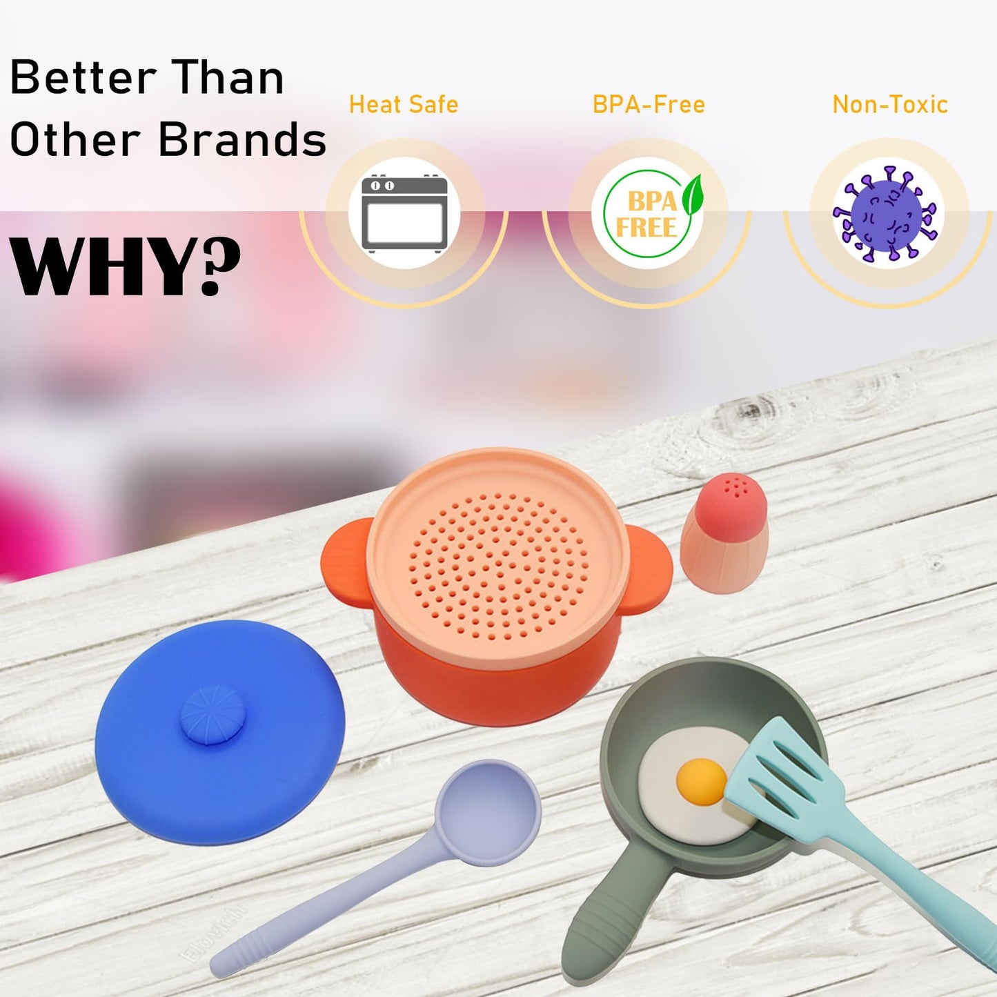 Play Kitchen Accessories, Silicone Pretend Play Kitchen Toys Set, Play Kitchen Pots And Pans Set For Kids, Learning Education Co