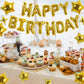 TONIFUL 35PCS Gold Happy Birthday Decorations Kit 16 Inch Happy Birthday Balloon Banner with Star Balloons Mylar Foil Birthday P
