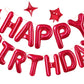 Red Happy Birthday Balloons Banner, 3D Mylar Foil Letter Birthday Balloons With 6Pcs Star Balloons, Birthday Party Decorations F