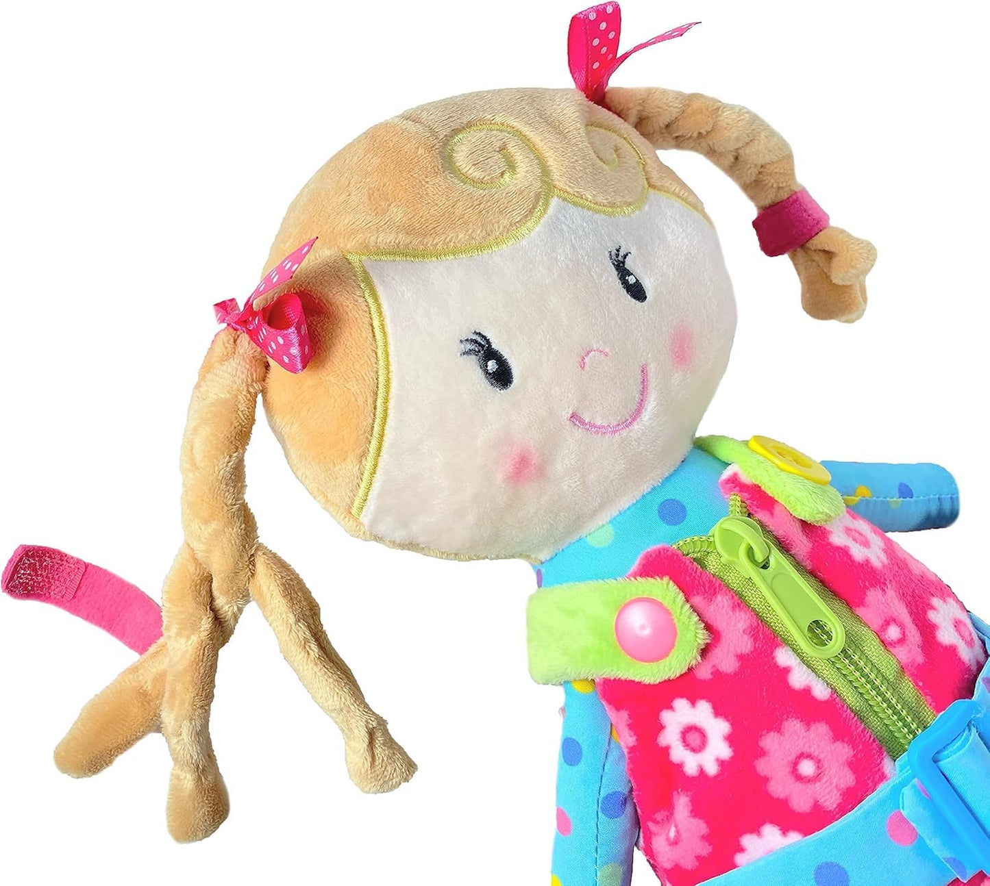 Snuggle Stuffs Sugar Snap Plush Learn to Dress Doll for Toddlers - 15 - Doll for 2 Year Old Girl - Montessori Doll
