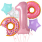 Dripykiaa 6 Pcs Donut Balloon Bouquet 40    Pink One Year Old Balloon Set For First Birthday Donuts Foil Helium Balloons Sweet O