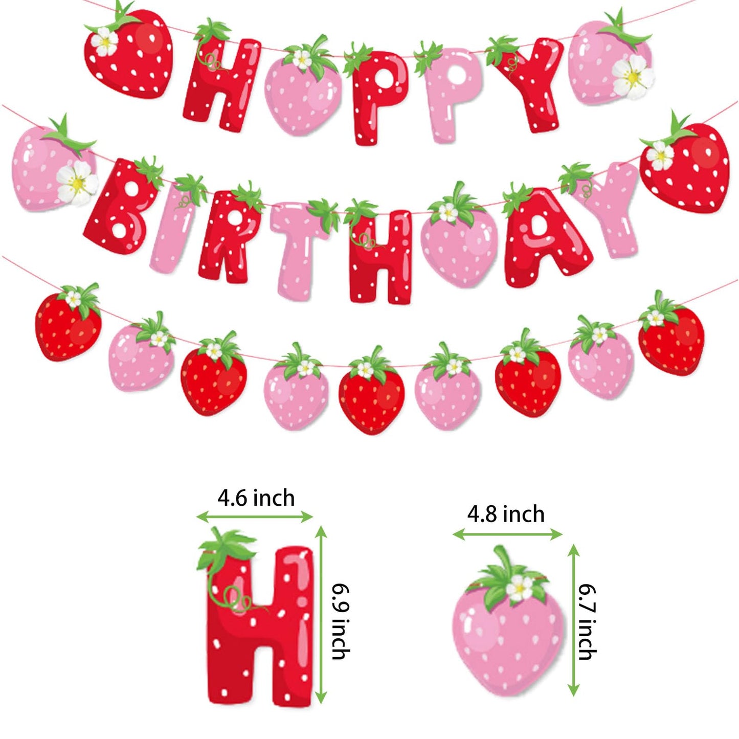 Strawberry Fruit Banners Happy Birthday Strawberry Theme Party Hanging Decorations Happy Birthday Party Wedding Party Decoration