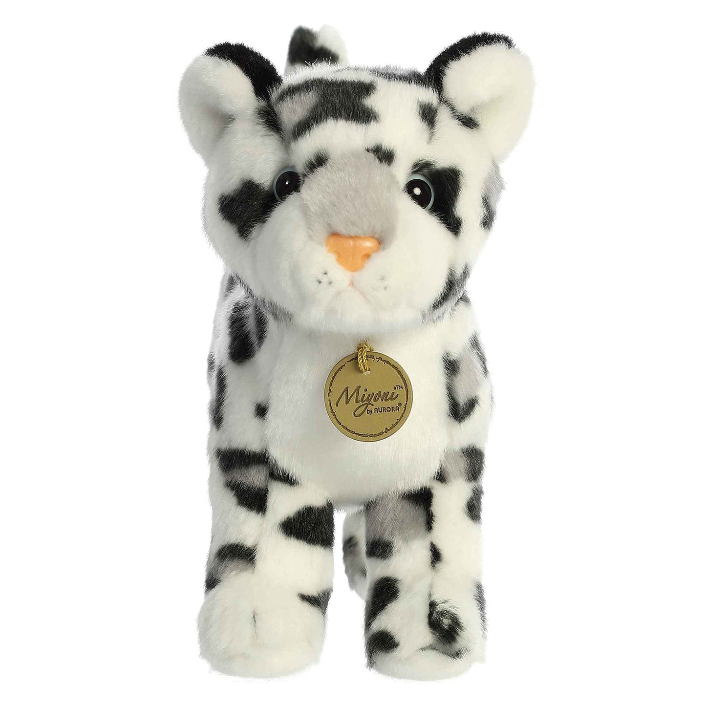 Aurora® Realistic Miyoni® Snow Leopard Stuffed Animal - Lifelike Detail - Cherished Companionship - White 10 Inches
